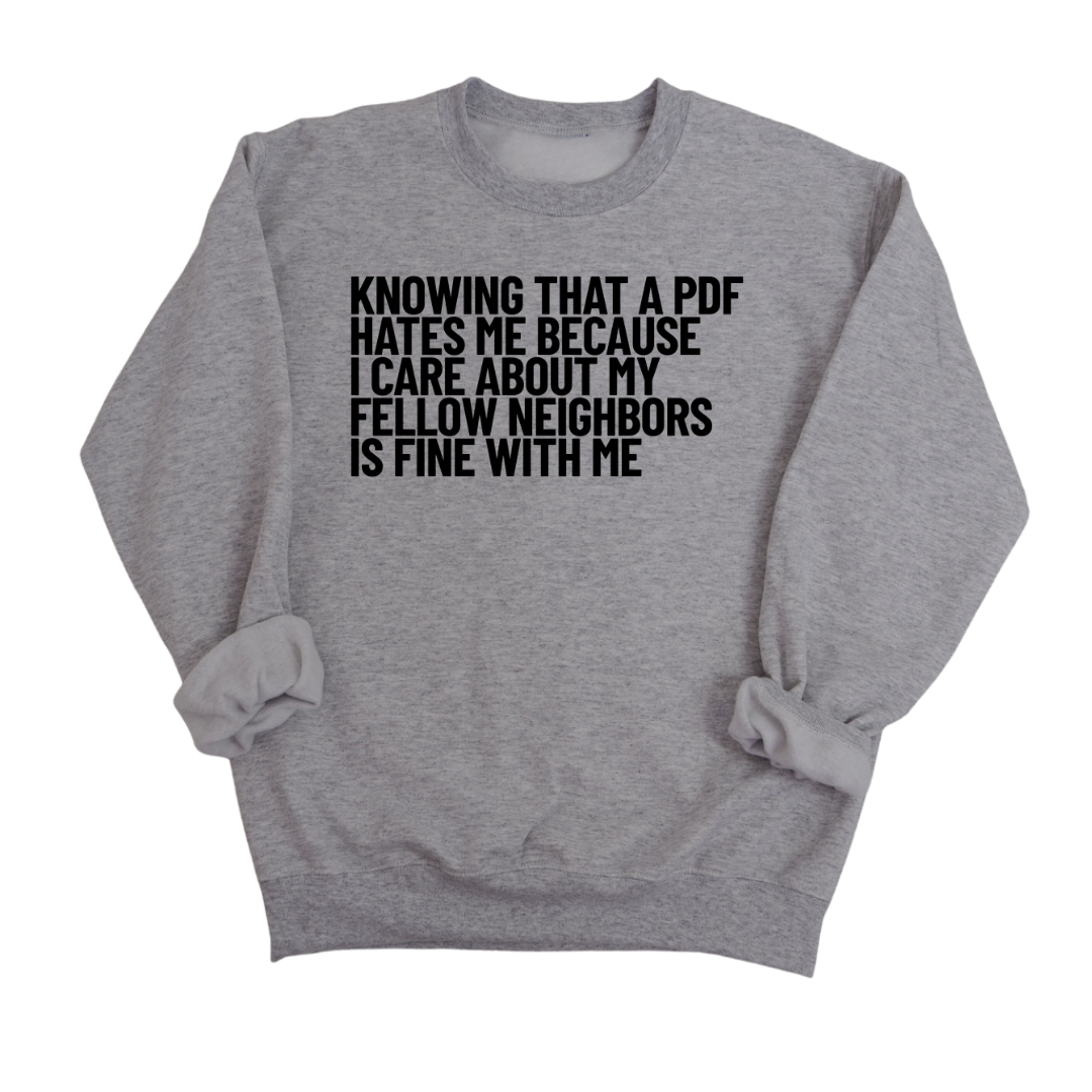 Knowing That A PDF Hates Me Is Fine WIth Me Unisex Sweatshirt-Sweatshirt-The Original God Ain't Petty But I Am