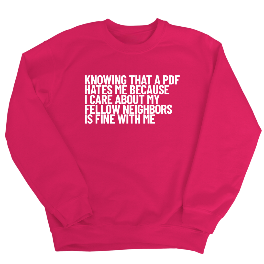 Knowing That A PDF Hates Me Is Fine WIth Me Unisex Sweatshirt-Sweatshirt-The Original God Ain't Petty But I Am