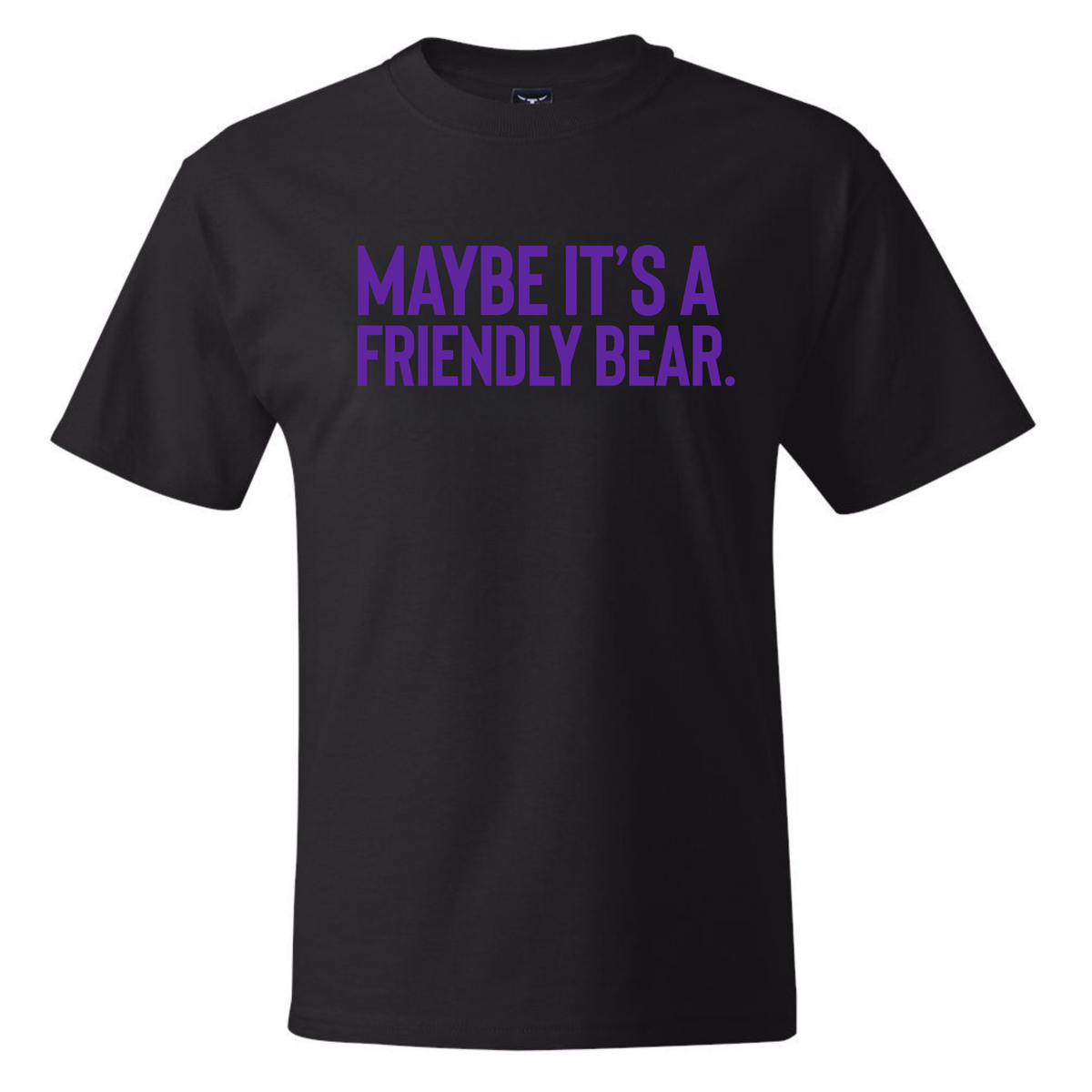 Maybe It’s a Friendly Bear *BLACK TALL TEE* Unisex Tee (PURPLE 💜)-T-Shirt-The Original God Ain't Petty But I Am