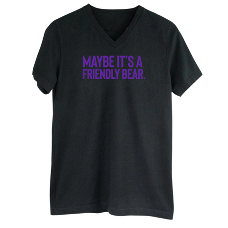 Maybe It’s a Friendly Bear *BLACK V-NECK* Unisex Tee ( PURPLE 💜)-T-Shirt-The Original God Ain't Petty But I Am