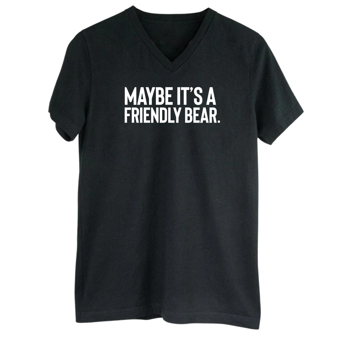Maybe It’s a Friendly Bear *BLACK V-NECK* Unisex Tee-T-Shirt-The Original God Ain't Petty But I Am