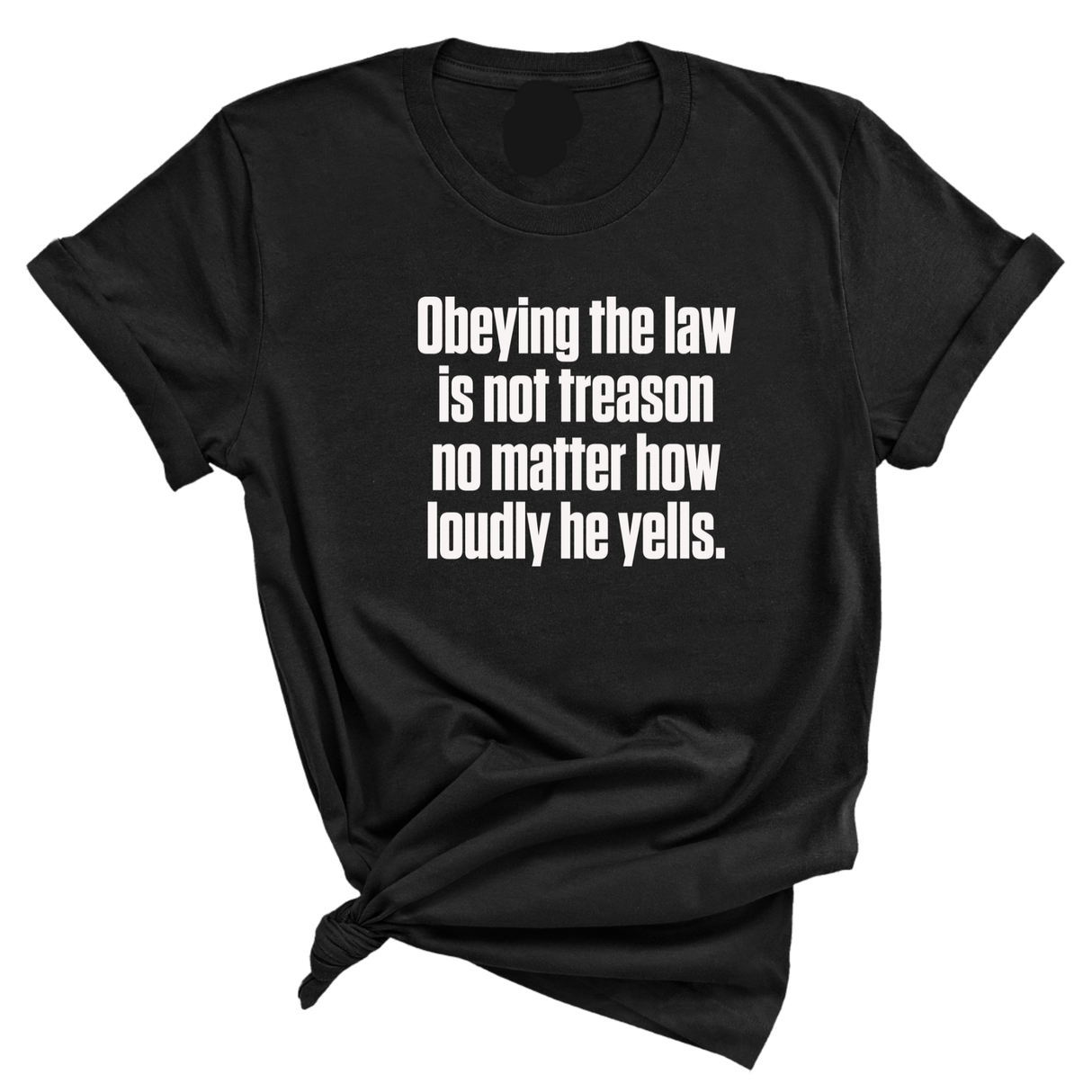 Obeying the Law Is Not Treason No Matter How Loudly He Yells Unisex Tee-T-Shirt-The Original God Ain't Petty But I Am