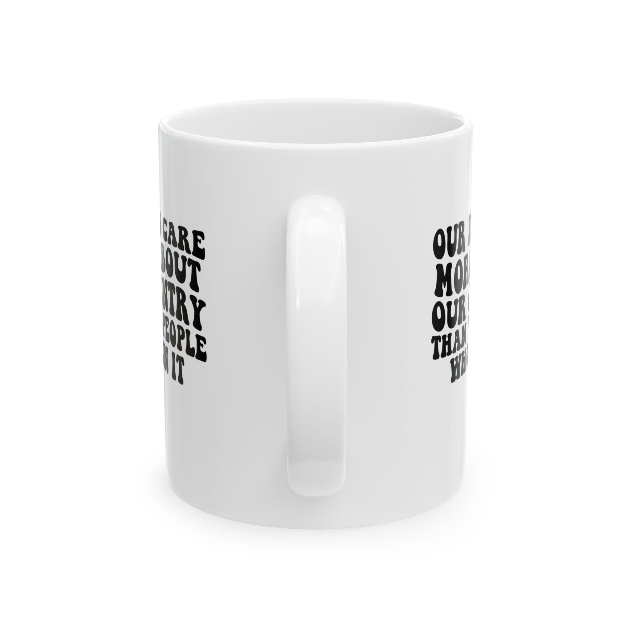 Our Kids Care More About Our Country More than the People Who Run It Mug 11oz RETRO (White & Black)-Mug-The Original God Ain't Petty But I Am