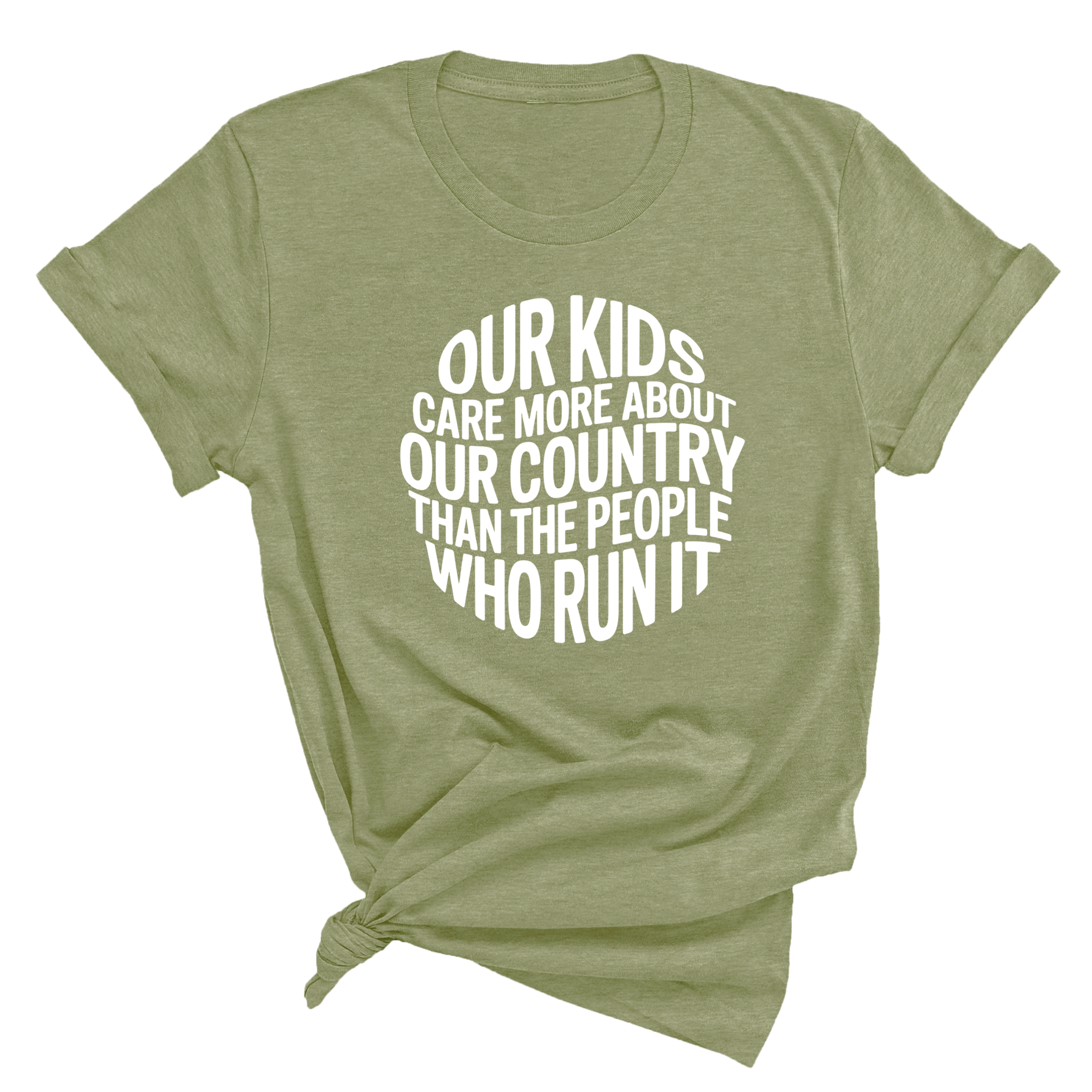 Our Kids Care More About Our Country More than the People Who Run It Unisex Tee (CIRCLE)-T-Shirt-The Original God Ain't Petty But I Am