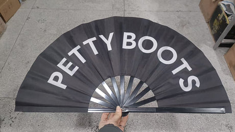 Petty Boots Clacking Fan – Large Folding Hand Fan-Clacking Fan-The Original God Ain't Petty But I Am
