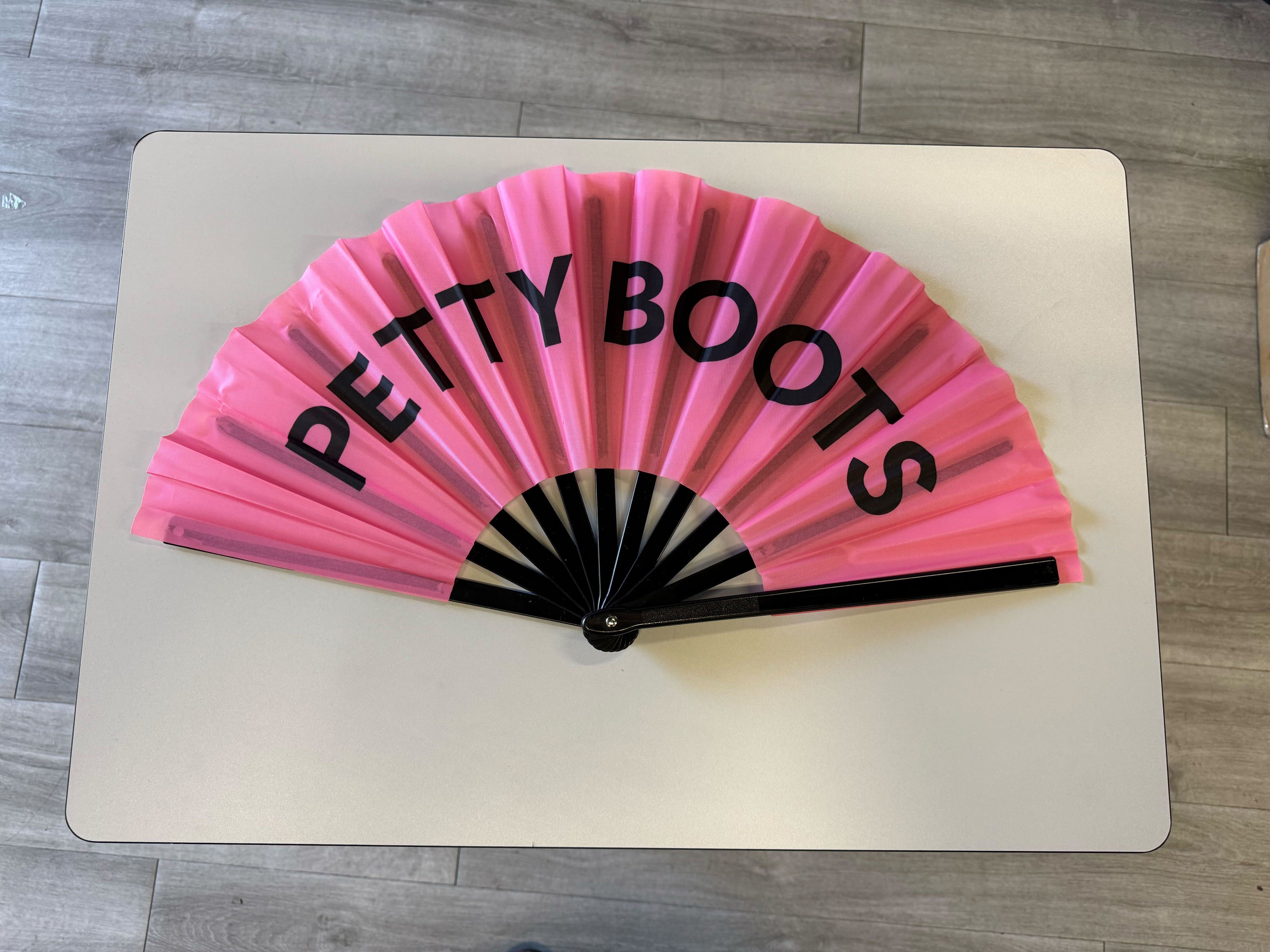 Petty Boots Clacking Fan – Large Folding Hand Fan-Clacking Fan-The Original God Ain't Petty But I Am