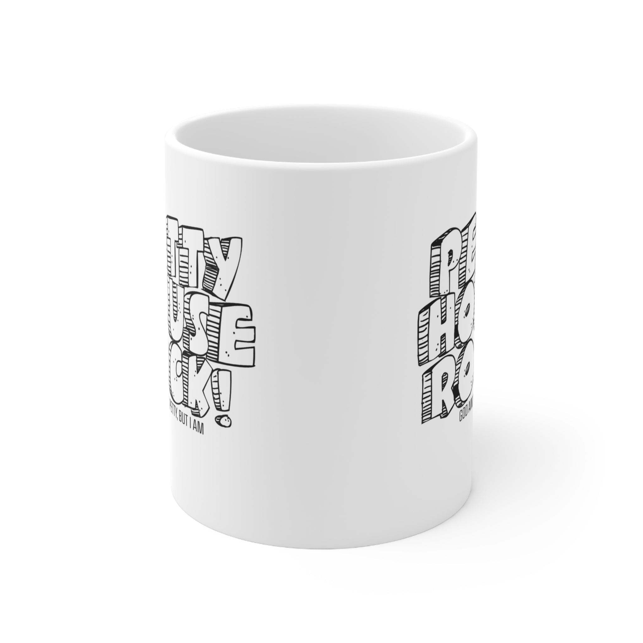 Petty House Rock Mug 11oz (White & Black)-Mug-The Original God Ain't Petty But I Am