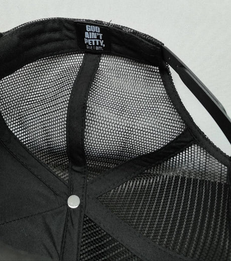 Petty (PUFF) Trucker Hat-Hats-The Original God Ain't Petty But I Am