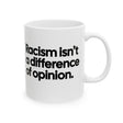 Racism isn't a Difference of Opinion Mug 11oz (White & Black)-Mug-The Original God Ain't Petty But I Am