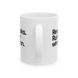 Read Books. Ruin Their Whole Plan Mug 11oz (White & Black)-Mug-The Original God Ain't Petty But I Am