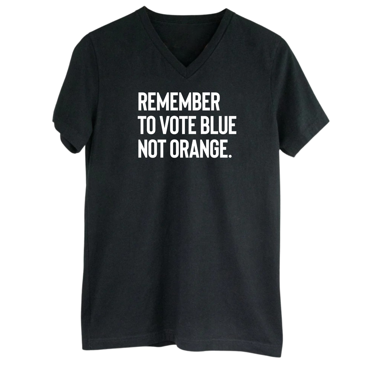 Remember to Vote Blue, Not Orange *BLACK V-NECK* Unisex Tee-T-Shirt-The Original God Ain't Petty But I Am