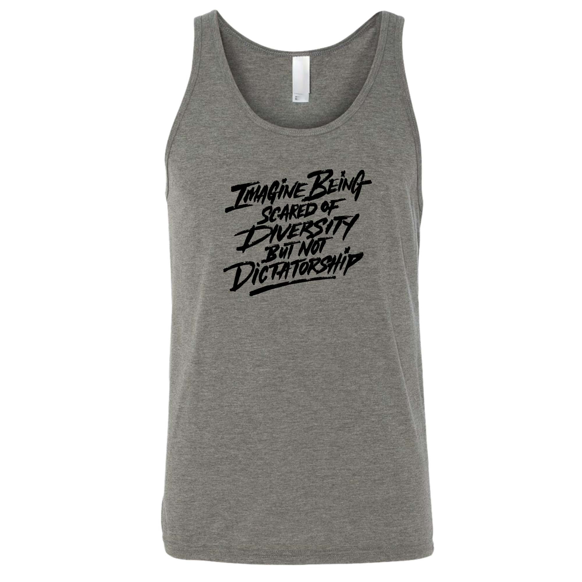 Remix Imagine being scared of diversity but not dictatorship Unisex Tank Top-T-Shirt-The Original God Ain't Petty But I Am