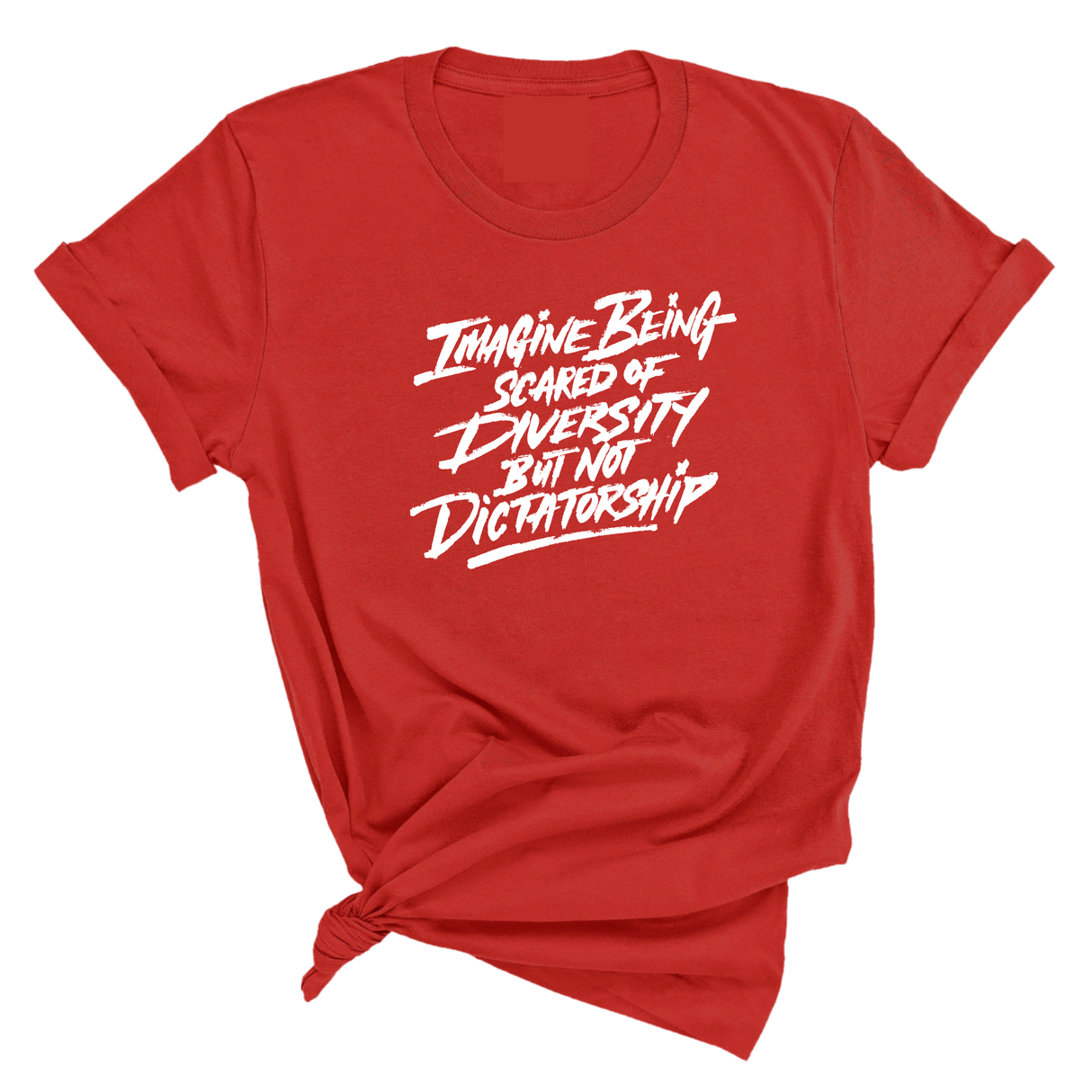 Remix Imagine being scared of diversity but not dictatorship Unisex Tee-T-Shirt-The Original God Ain't Petty But I Am