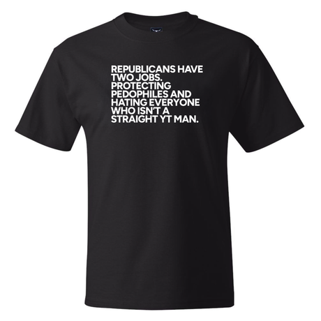 Republicans Have Two Jobs Protecting Pedophiles and Hating Everyone Who Isn't a Straight YT Man *BLACK TALL TEE* Unisex Tee-T-Shirt-The Original God Ain't Petty But I Am