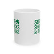 Serving Shamrocks and Side-Eyes Mug 11oz (White & Green)-Mug-The Original God Ain't Petty But I Am