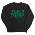 Serving Shamrocks and Side-Eyes Unisex Sweatshirt (Black/Green)-Sweatshirt-The Original God Ain't Petty But I Am
