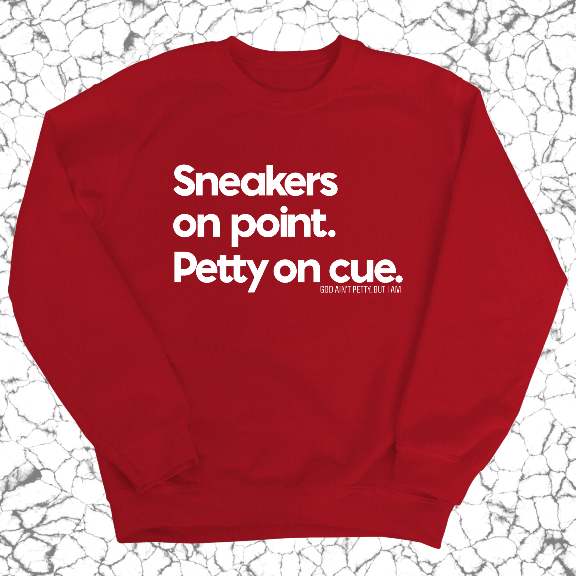 Sneakers on point. Petty On Cue Unisex Sweatshirt-Sweatshirt-The Original God Ain't Petty But I Am