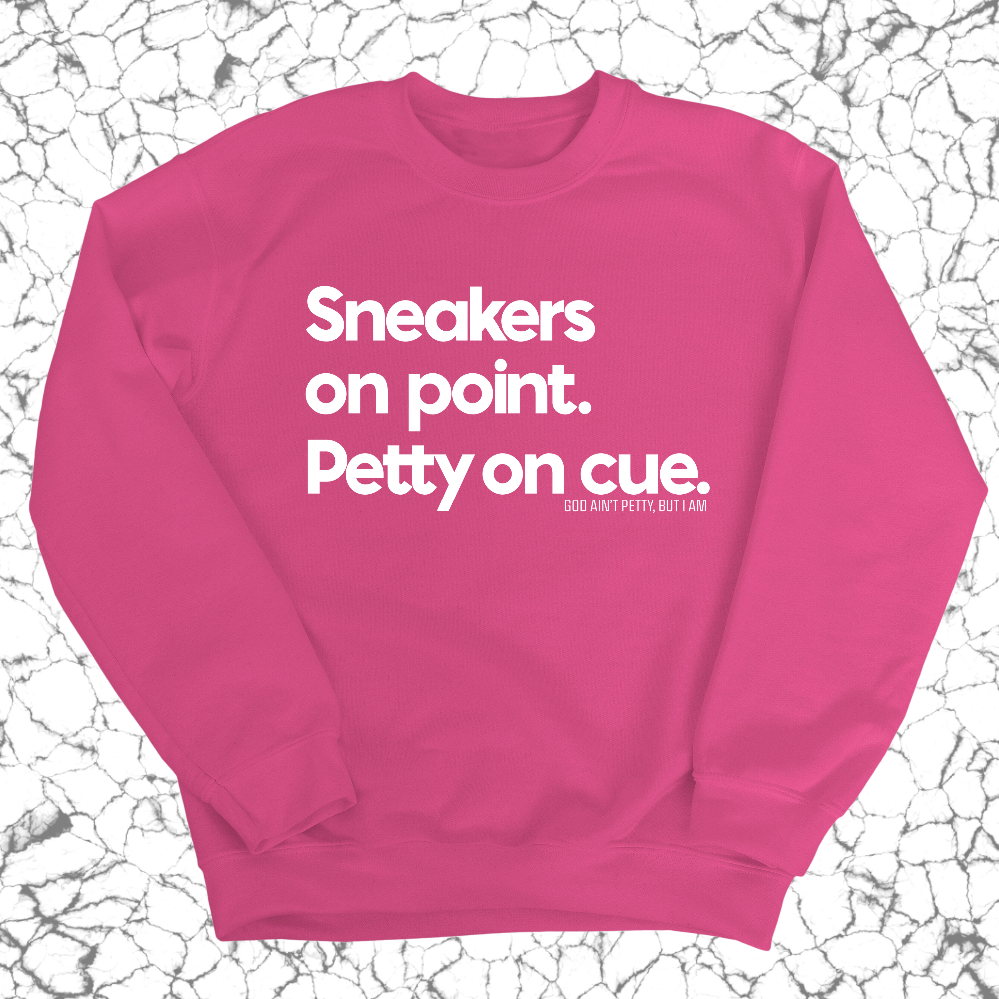 Sneakers on point. Petty On Cue Unisex Sweatshirt-Sweatshirt-The Original God Ain't Petty But I Am