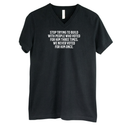 Stop trying to build with people who voted for him three times. We never voted from him once *BLACK V-NECK* Unisex Tee-T-Shirt-The Original God Ain't Petty But I Am