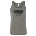 Stop trying to build with people who voted for him three times. We never voted from him once Unisex Tank Top-T-Shirt-The Original God Ain't Petty But I Am