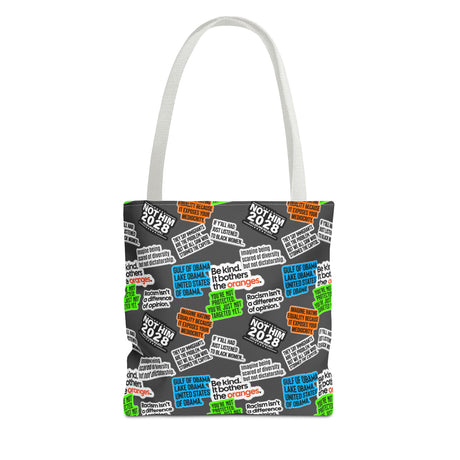 The Bag Has Opinions | Politically Petty Sticker Collage Tote Bag-Bags-The Original God Ain't Petty But I Am