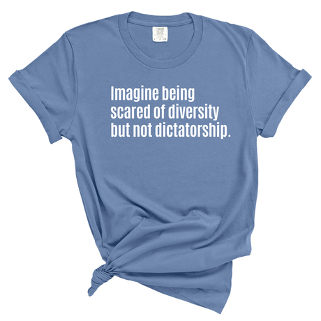 The Imagine Being Scared of Diversity but Not Dictatorship Unisex Tee (WASHED DENIM)-T-Shirt-The Original God Ain't Petty But I Am