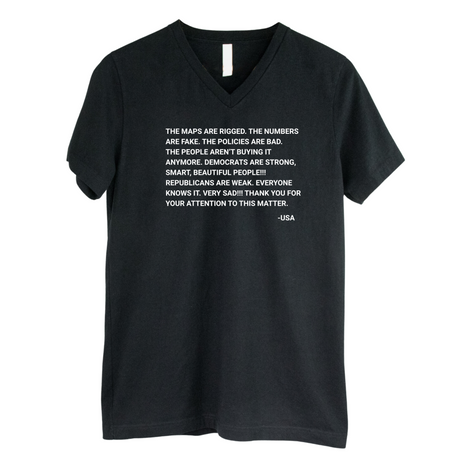The Maps Are Rigged. Unhinged Rant *BLACK V-NECK* Unisex Tee-T-Shirt-The Original God Ain't Petty But I Am
