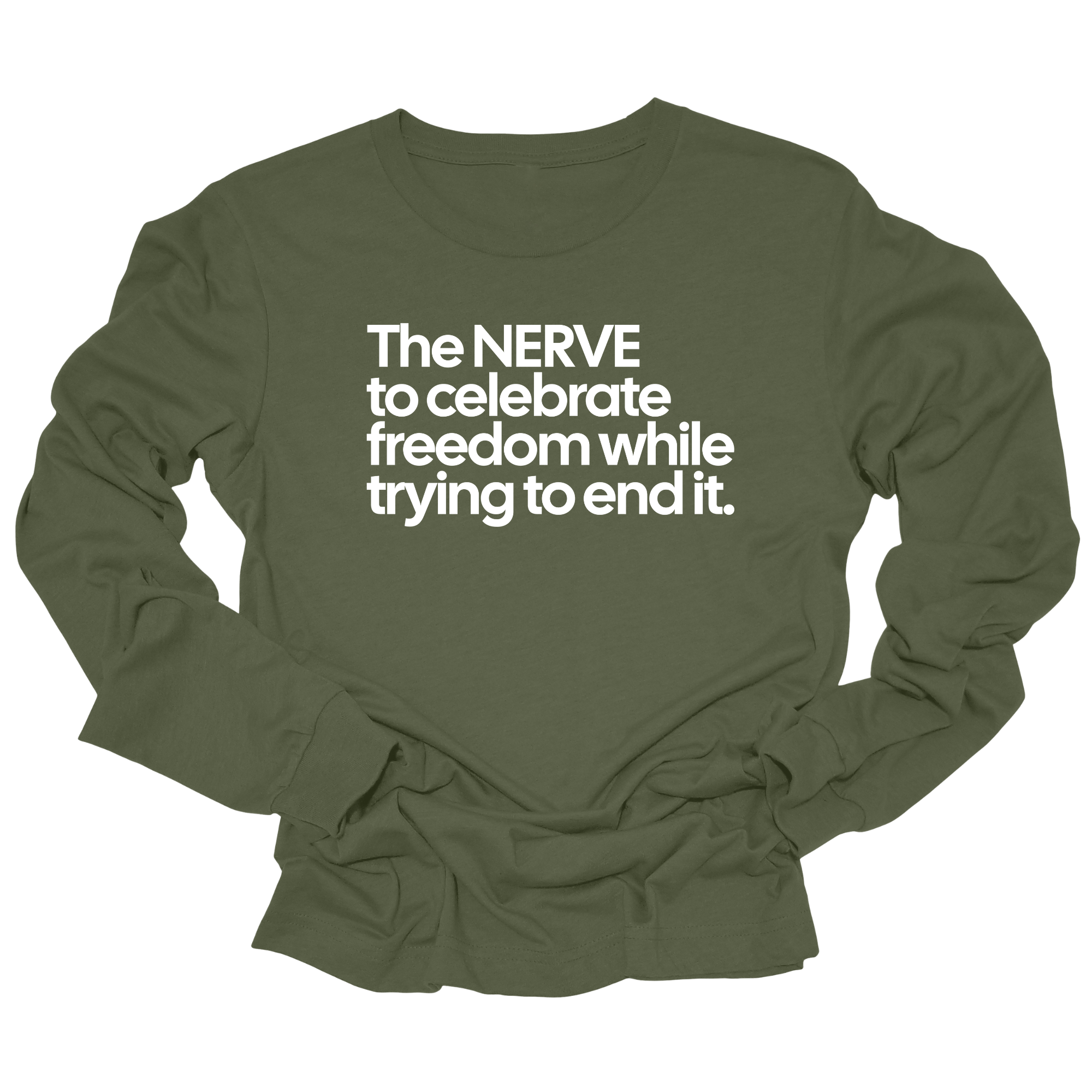 The NERVE to celebrate freedom while trying to end it Unisex Long Sleeved Tee-Long Sleeved T-Shirt-The Original God Ain't Petty But I Am