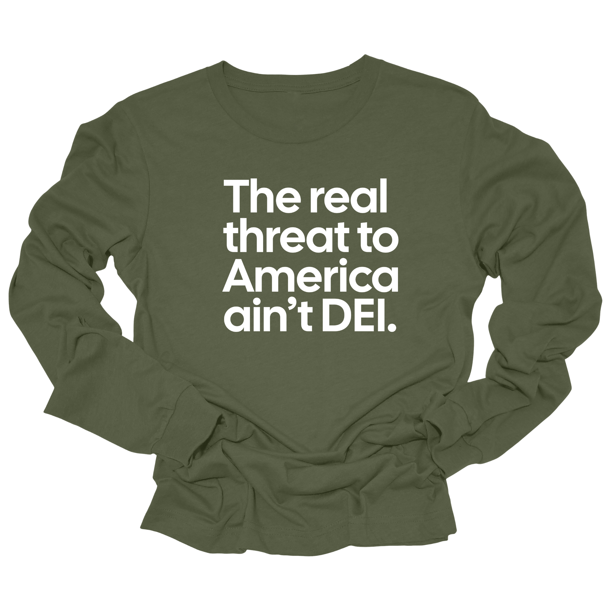 The Real Threat to America Ain’t DEI Unisex Long Sleeved Tee-Long Sleeved T-Shirt-The Original God Ain't Petty But I Am