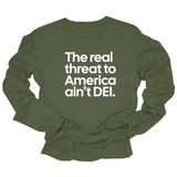 The Real Threat to America Ain’t DEI Unisex Long Sleeved Tee-Long Sleeved T-Shirt-The Original God Ain't Petty But I Am