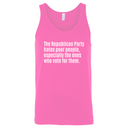 The Republican Party Hates Poor People, Especially the Ones Who Vote for Them Unisex Tank Top-T-Shirt-The Original God Ain't Petty But I Am