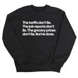 The Tariffs don’t lie. Job reports don’t lie. The grocery prices don't lie. But he does Unisex Sweatshirt-Sweatshirt-The Original God Ain't Petty But I Am