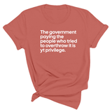 The government paying the people who tried to overthrow it is white privilege Unisex Tee-T-Shirt-The Original God Ain't Petty But I Am