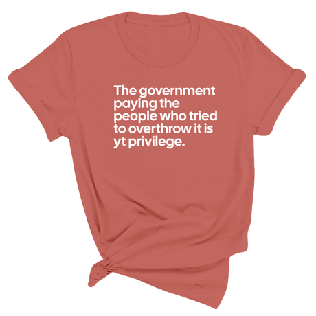 The government paying the people who tried to overthrow it is white privilege Unisex Tee-T-Shirt-The Original God Ain't Petty But I Am
