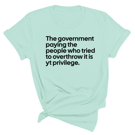 The government paying the people who tried to overthrow it is white privilege Unisex Tee-T-Shirt-The Original God Ain't Petty But I Am