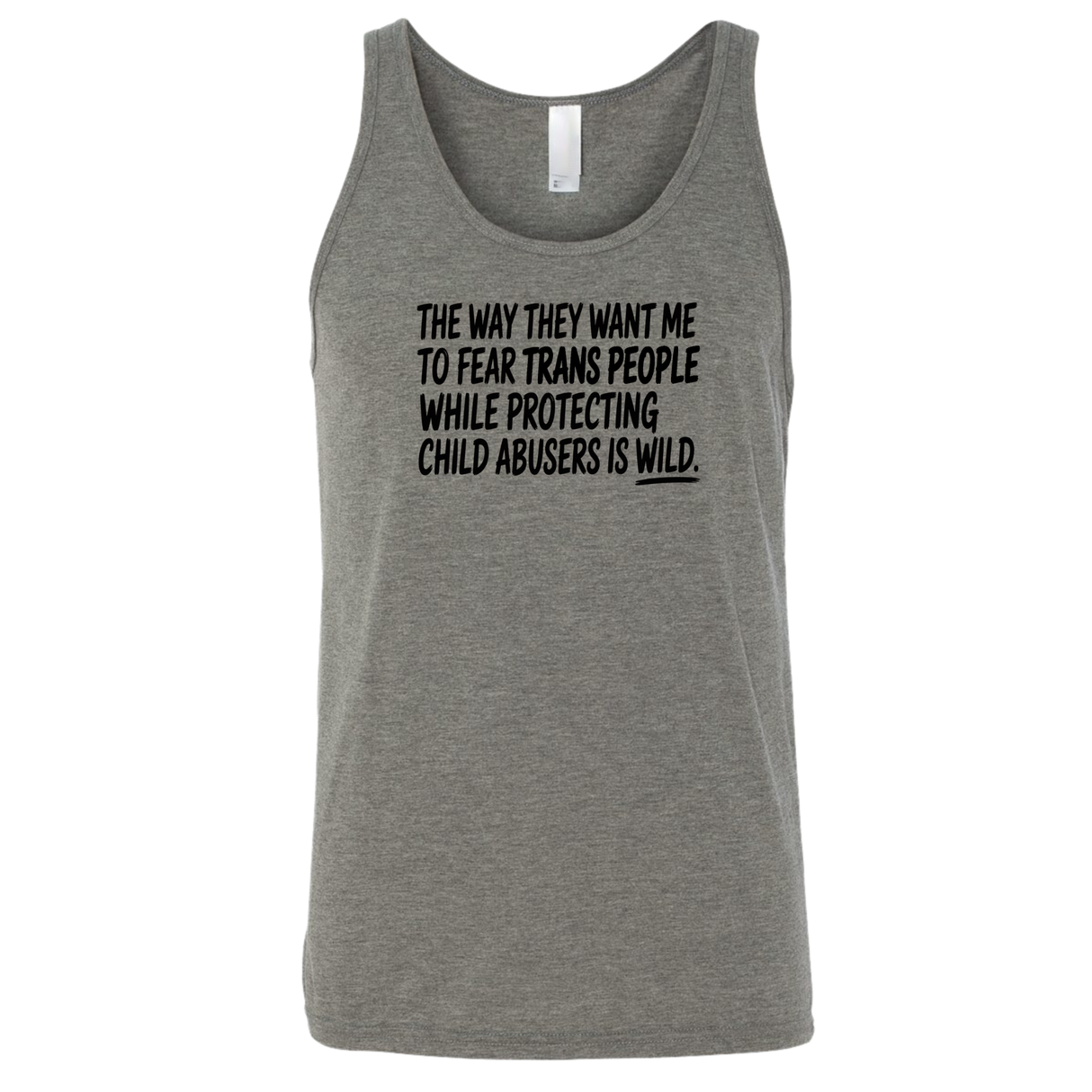 The way they want me to fear trans people while protecting child abusers is wild Unisex Tank Top-T-Shirt-The Original God Ain't Petty But I Am