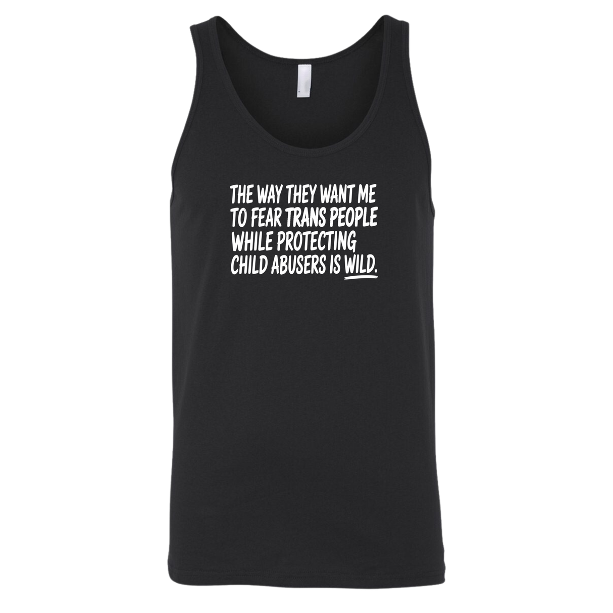 The way they want me to fear trans people while protecting child abusers is wild Unisex Tank Top-T-Shirt-The Original God Ain't Petty But I Am