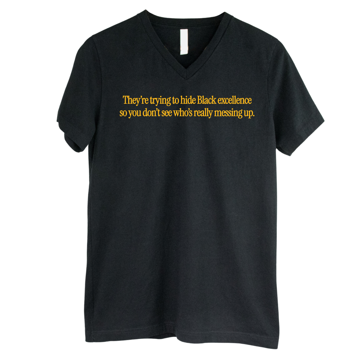 They Trying to Hide Black Excellence So You Don’t See Who’s Really Messing Up *BLACK V-NECK* Unisex Tee-T-Shirt-The Original God Ain't Petty But I Am