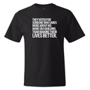 They Voted for Someone Who Cares More About His Name on a Building Than Making Their Lives Better *BLACK TALL TEE* Unisex Tee-T-Shirt-The Original God Ain't Petty But I Am