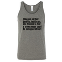 They gave up their benefits, healthcare, and freedom so that a brown person could be kidnapped at work Unisex Tank Top-T-Shirt-The Original God Ain't Petty But I Am