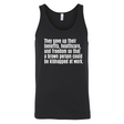 They gave up their benefits, healthcare, and freedom so that a brown person could be kidnapped at work Unisex Tank Top-T-Shirt-The Original God Ain't Petty But I Am