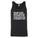 They gave up their benefits, healthcare, and freedom so that a brown person could be kidnapped at work Unisex Tank Top-T-Shirt-The Original God Ain't Petty But I Am