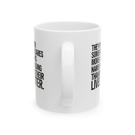 They voted for someone who cares more about his name on a building than making their lives better Mug 11oz (White & Black)-Mug-The Original God Ain't Petty But I Am