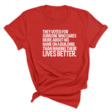 They voted for someone who cares more about his name on a building than making their lives better Unisex Tee-T-Shirt-The Original God Ain't Petty But I Am