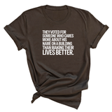 They voted for someone who cares more about his name on a building than making their lives better Unisex Tee-T-Shirt-The Original God Ain't Petty But I Am