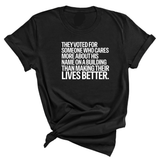 They voted for someone who cares more about his name on a building than making their lives better Unisex Tee-T-Shirt-The Original God Ain't Petty But I Am