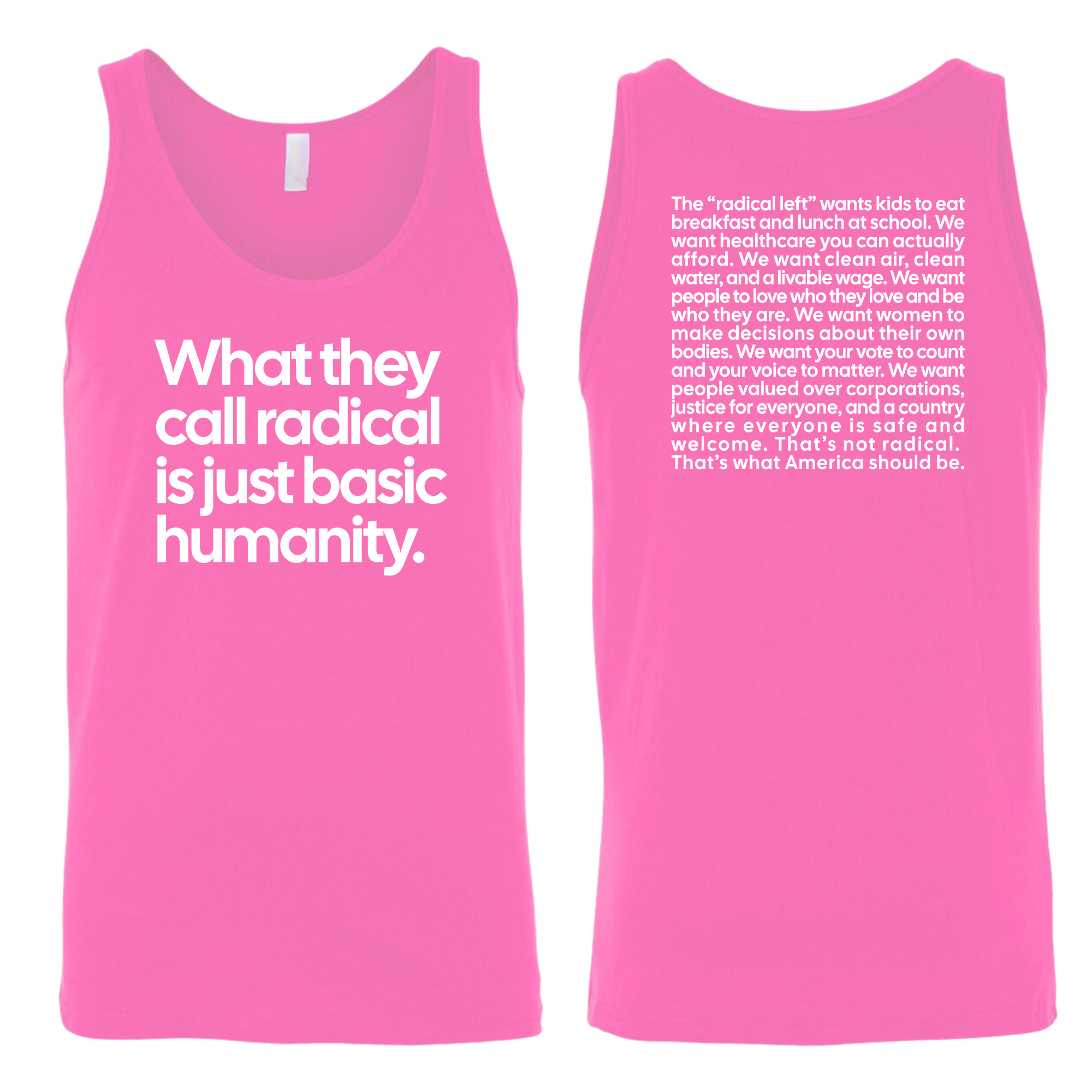 What They Call Radical Is Just Basic Humanity Unisex Tank Top (Front and back Print)-T-Shirt-The Original God Ain't Petty But I Am