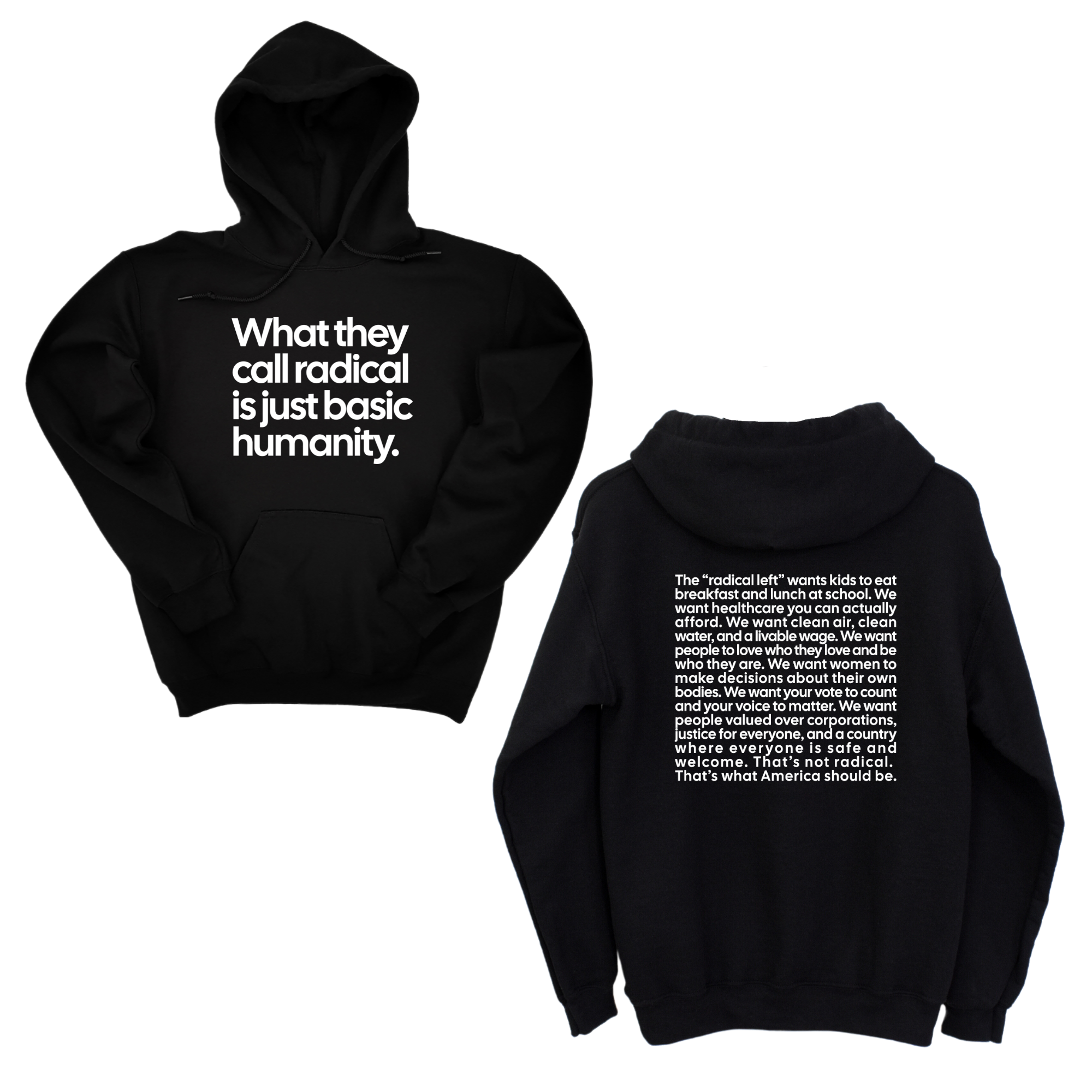 What They Call Radical Is Just Basic Humanity Unisex Hoodie (Front and Back Design Print)