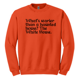 What’s Scarier Than a Haunted House? The White House Unisex Sweatshirt-Sweatshirt-The Original God Ain't Petty But I Am