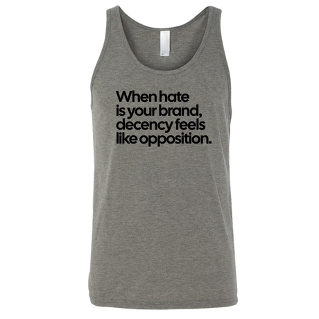 When Hate Is Your Brand, Decency Feels Like Opposition Unisex Tank Top-T-Shirt-The Original God Ain't Petty But I Am